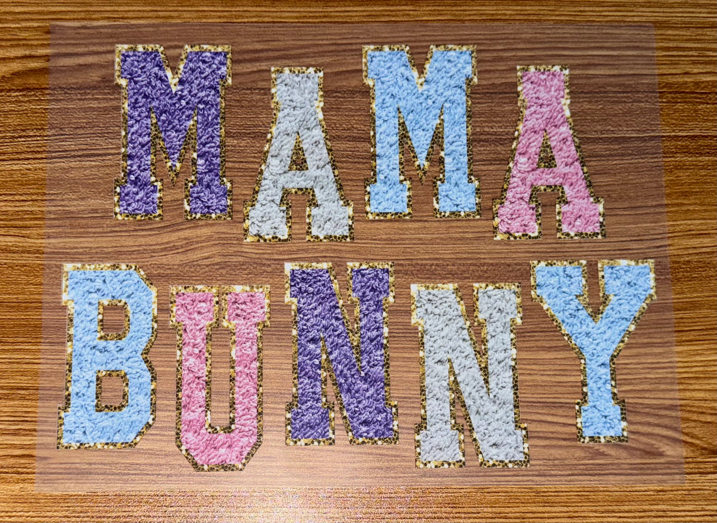 MAMA BUNNY FAUX CHENILLE PRINT