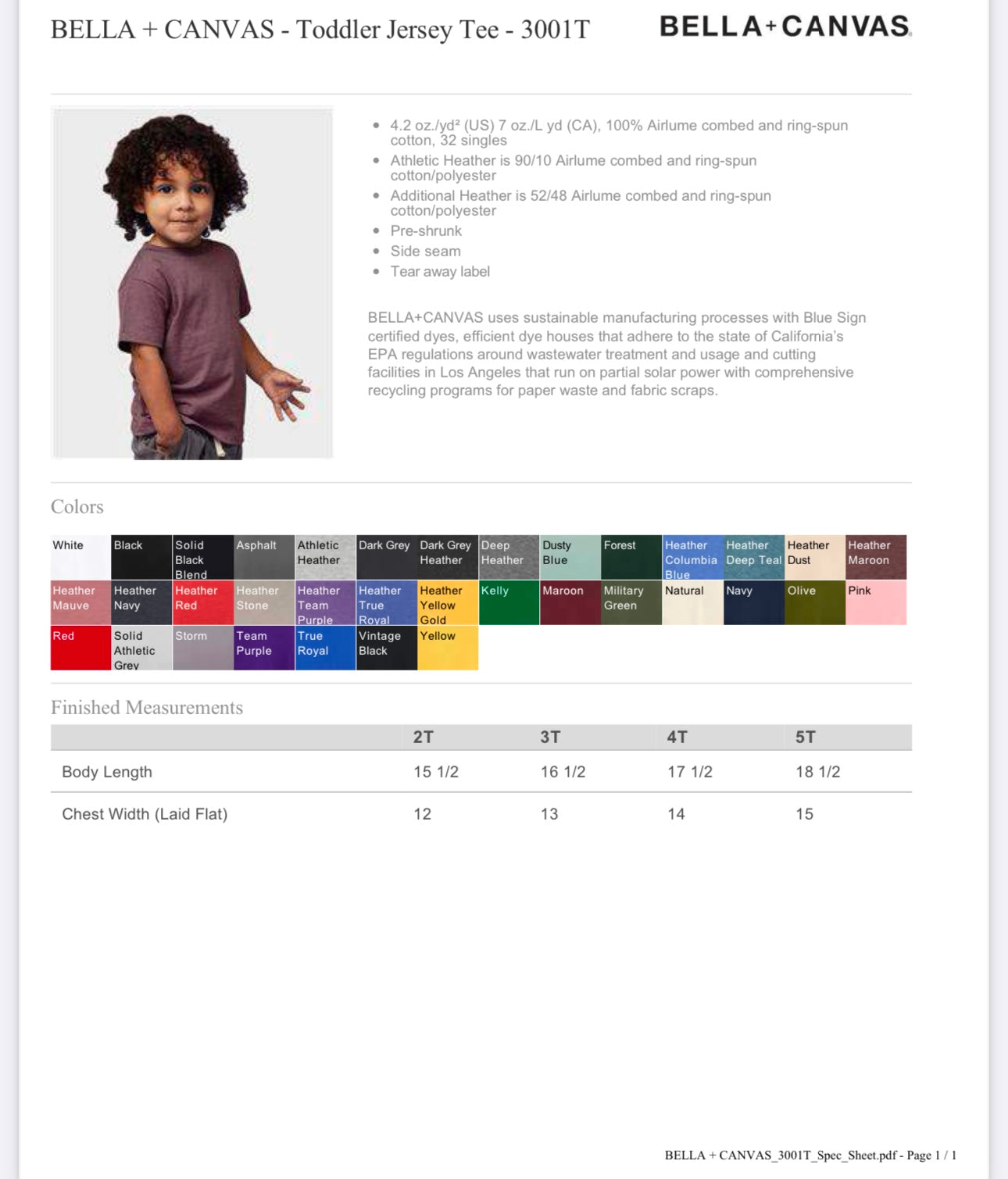 3T WHITE BELLA + CANVAS - TODDLER JERSEY TEE - 3001T