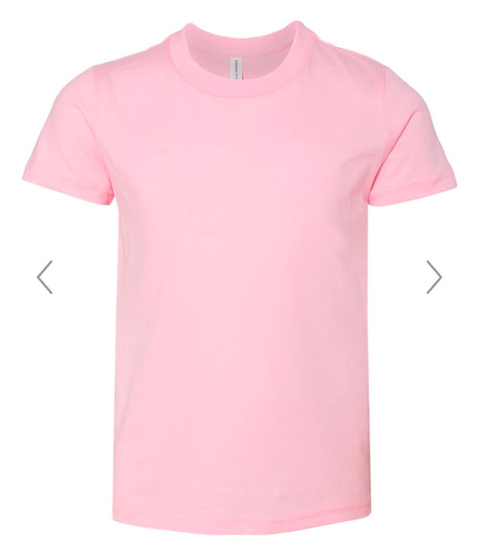 YOUTH MEDIUM PINK BELLA + CANVAS - YOUTH JERSEY TEE - 3001Y