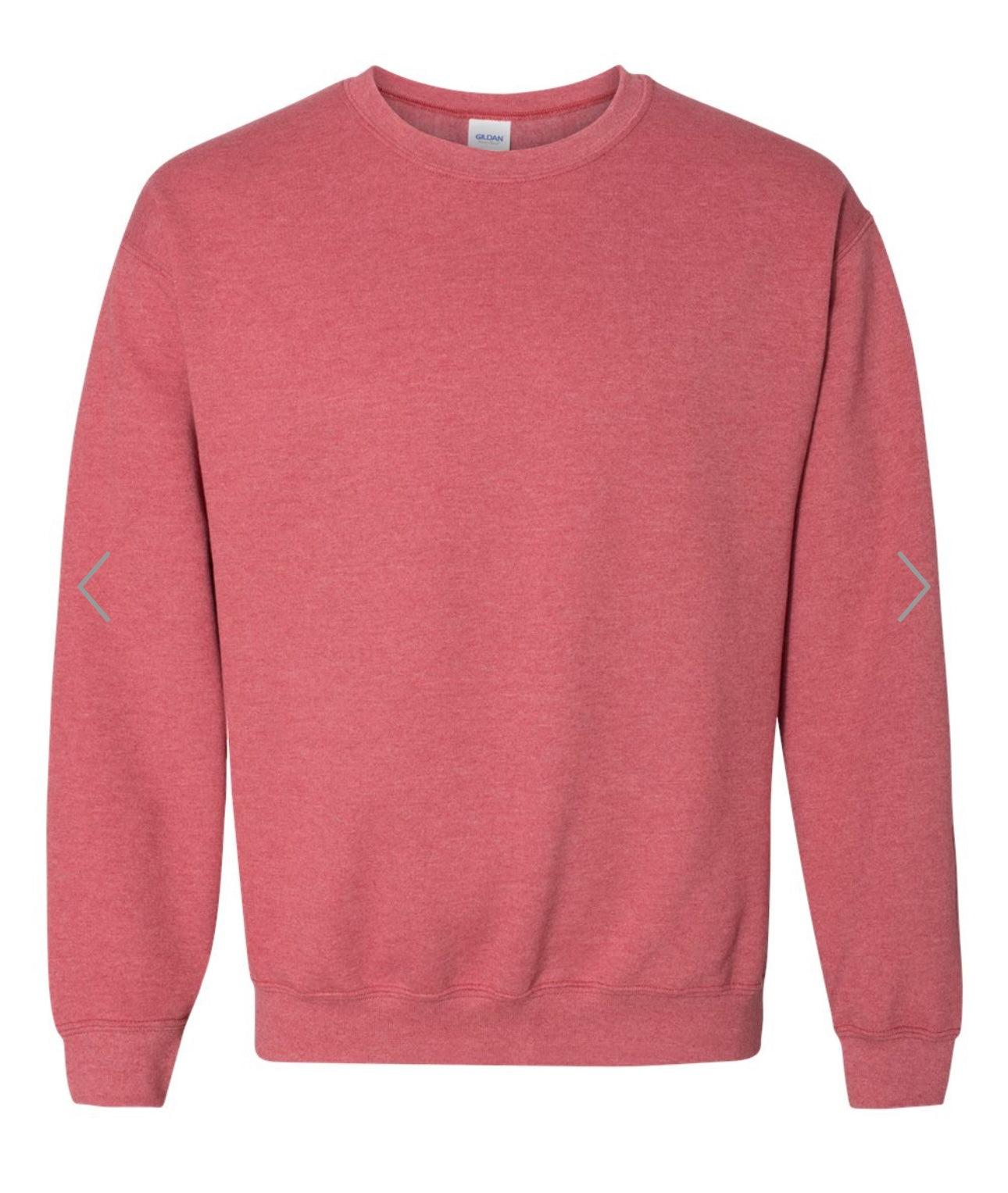 SMALL HEATHER SCARLET RED GILDAN-HEAVY BLEND CREWNECK SWEATSHIRT