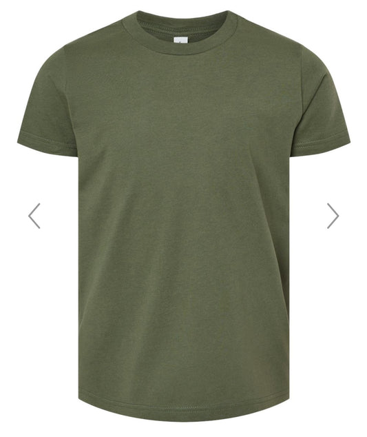 YOUTH LARGE MILITARY GREEN BELLA + CANVAS - YOUTH JERSEY TEE - 3001Y