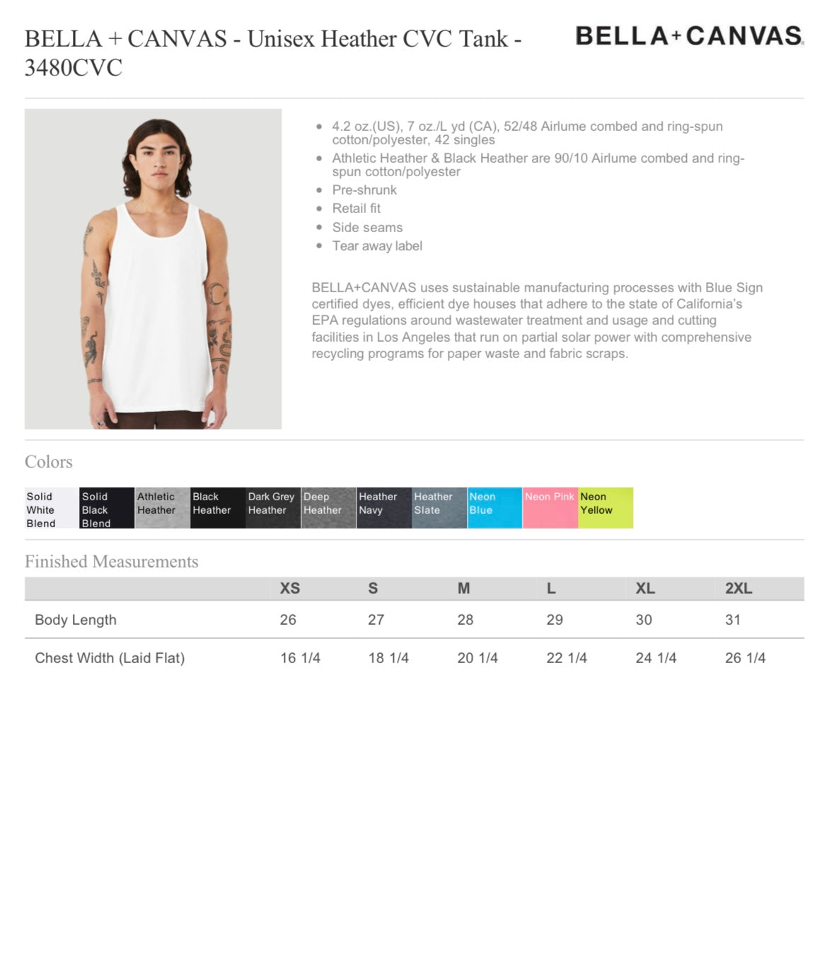 XL NEON PINK BELLA+CANVAS UNISEX HEATHER CVC TANK - 3480CVC