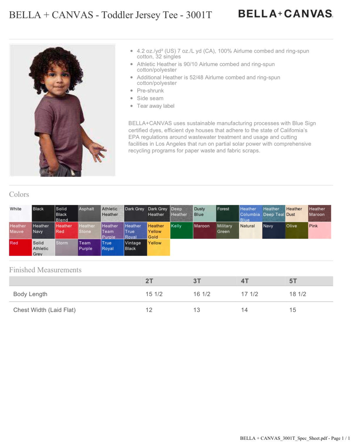 4T BLACK BELLA + CANVAS - TODDLER JERSEY TEE - 3001T