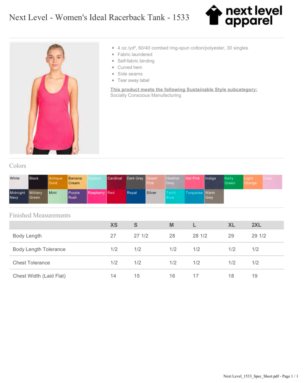 SMALL RASPBERRY NEXT LEVEL - WOMEN’S IDEAL RACERBACK TANK - 1533