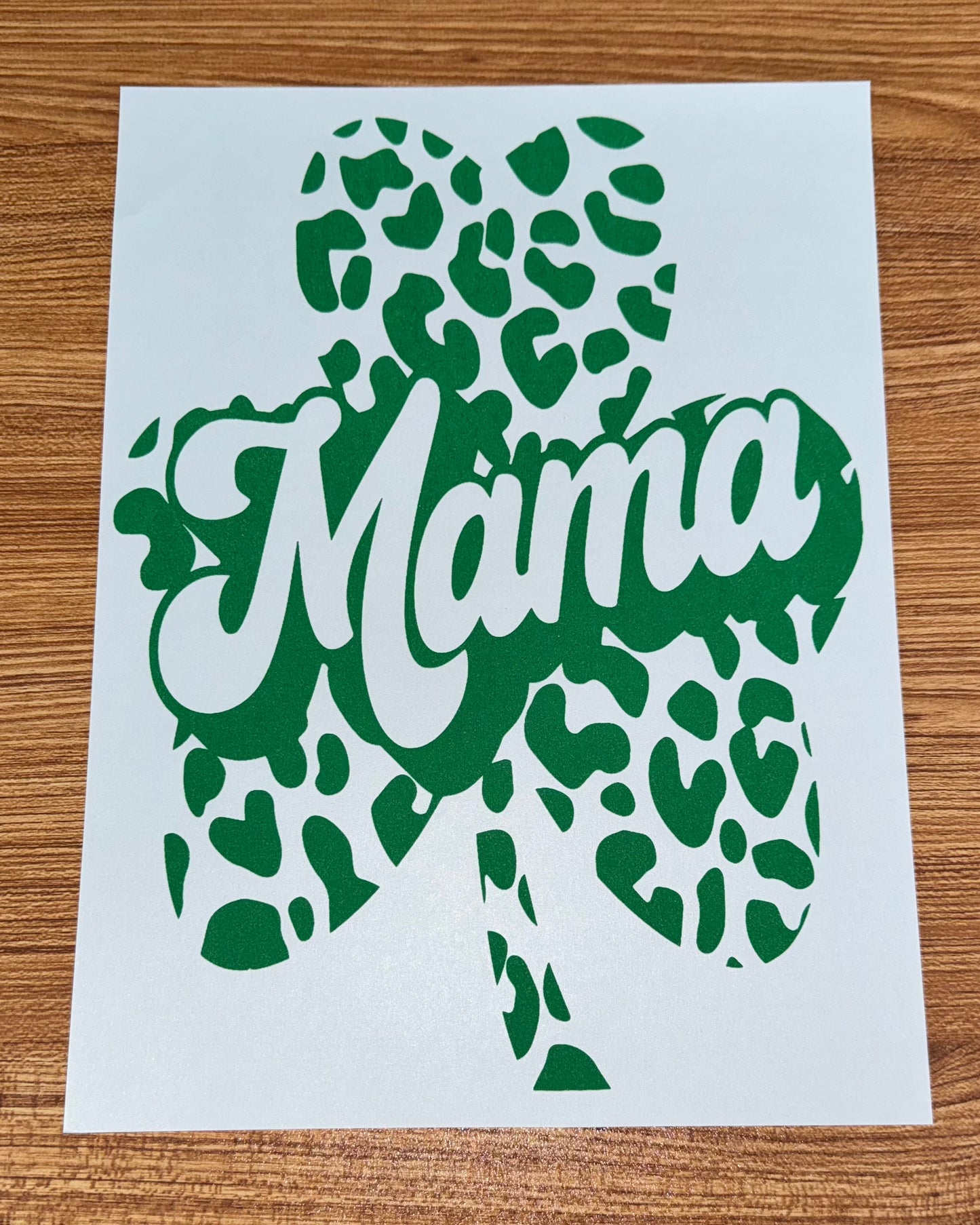 MAMA GREEN LEOPARD SHAMROCK PRINT