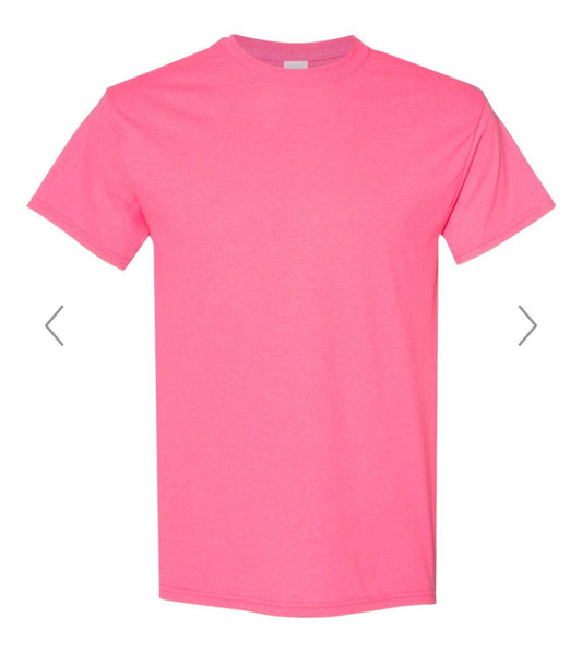 SMALL SAFETY PINK GILDAN - HEAVY COTTON T-SHIRT 5000