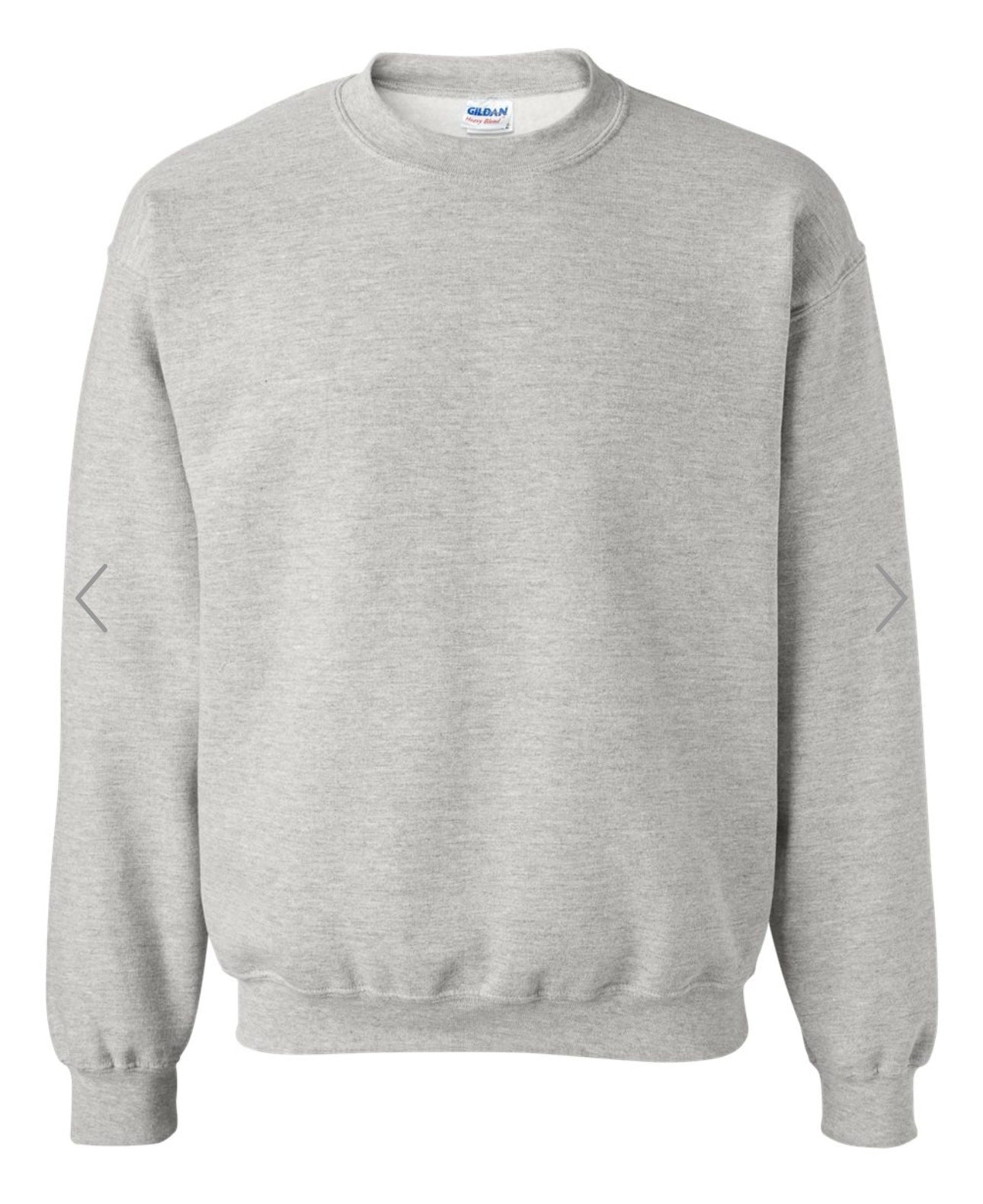 2X ASH GILDAN-HEAVY BLEND CREWNECK SWEATSHIRT