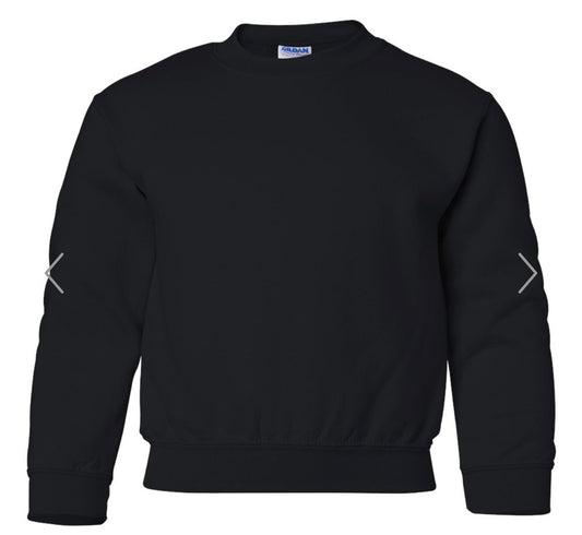 YOUTH XS BLACK GILDAN - HEAVY BLEND YOUTH SWEATSHIRT - 18000B