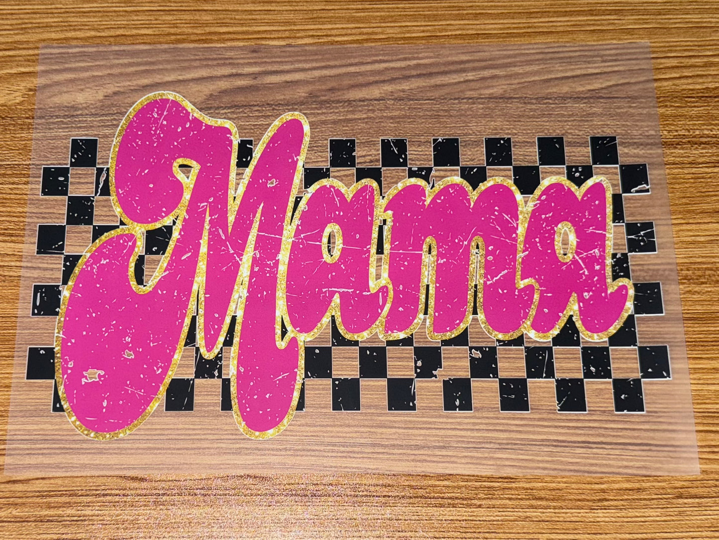MAMA PINK GOLD CHECKERED PRINT