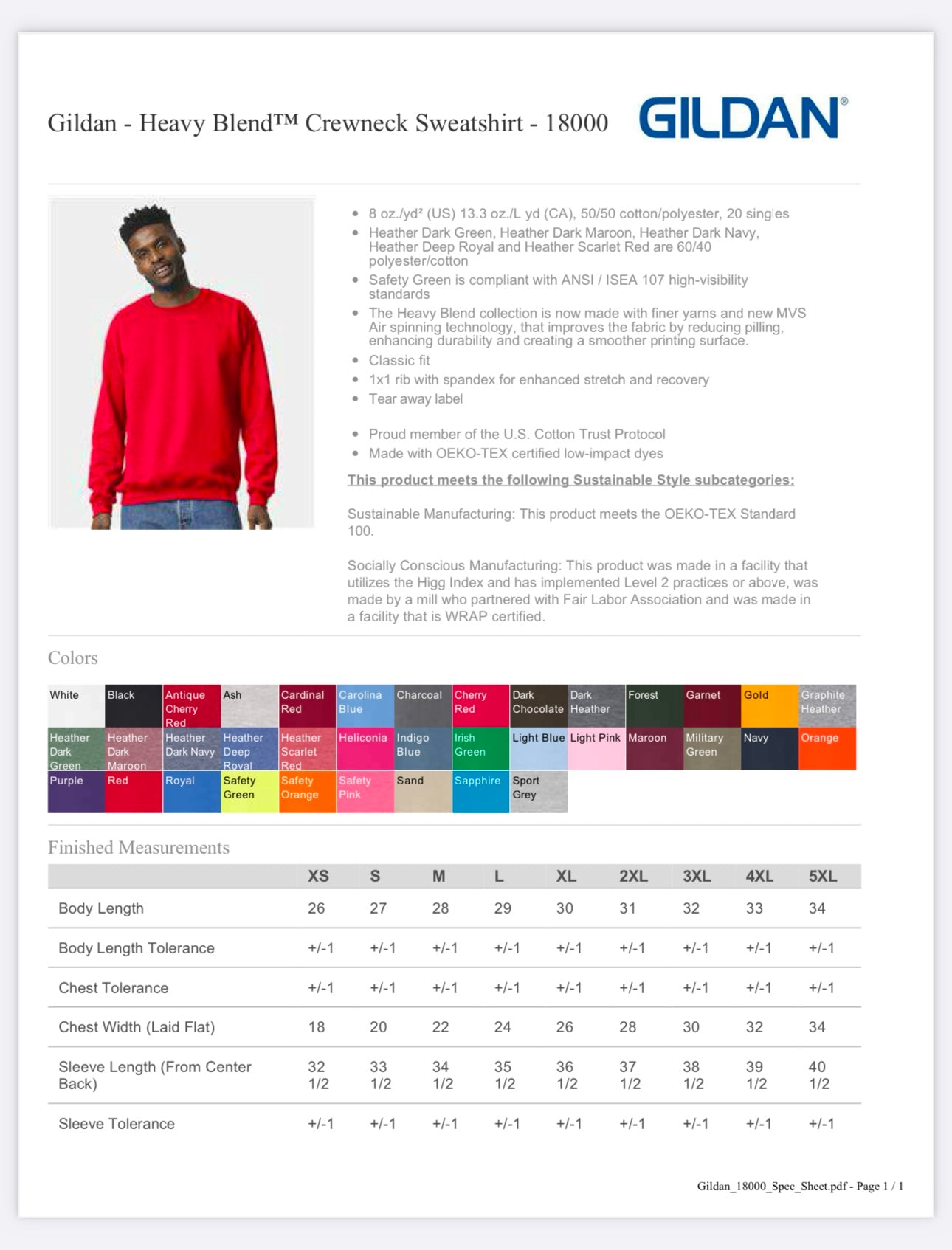 2X HEATHER DEEP ROYAL GILDAN-HEAVY BLEND CREWNECK SWEATSHIRT
