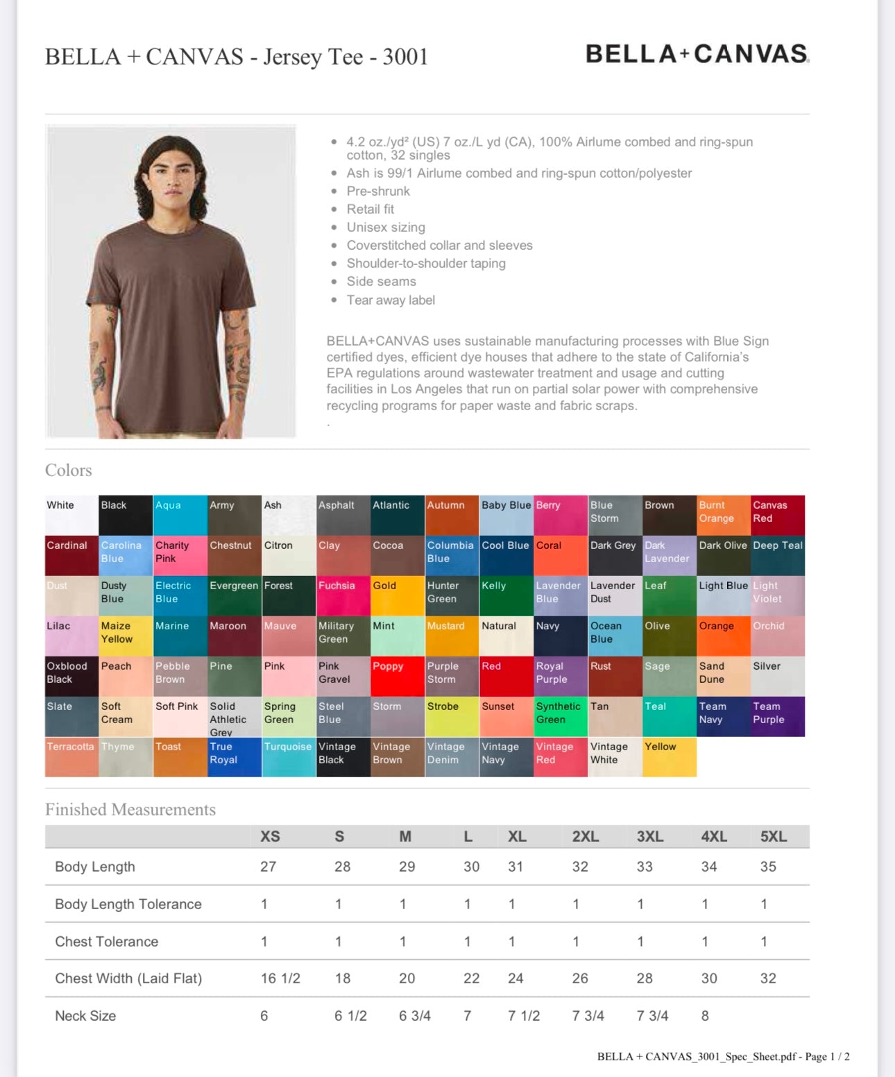 3X ATHLETIC HEATHER BELLA + CANVAS - JERSEY TEE - 3001