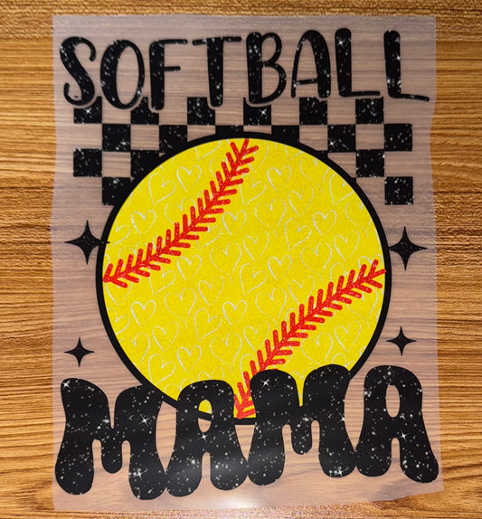 SOFTBALL MAMA FAUX GLITTER PRINT