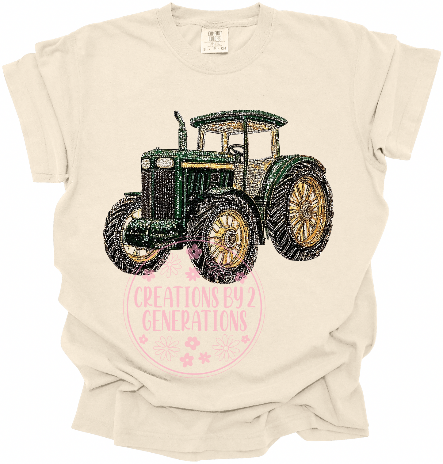 FAUX RHINESTONE TRACTOR PRINT