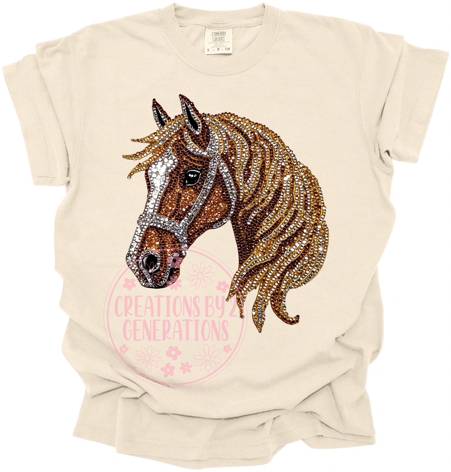 FAUX RHINESTONE HORSE PRINT