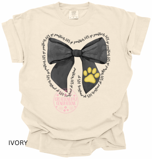 LETS GO PANTHERS BLACK BOW PRINT