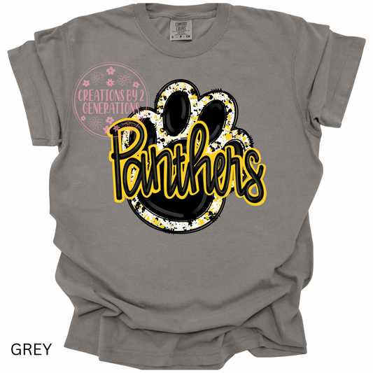 PANTHERS WITH PAW BLACK & GOLD PRINT