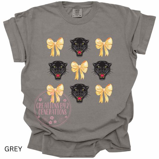PANTHER WITH GOLD BOWS PRINT
