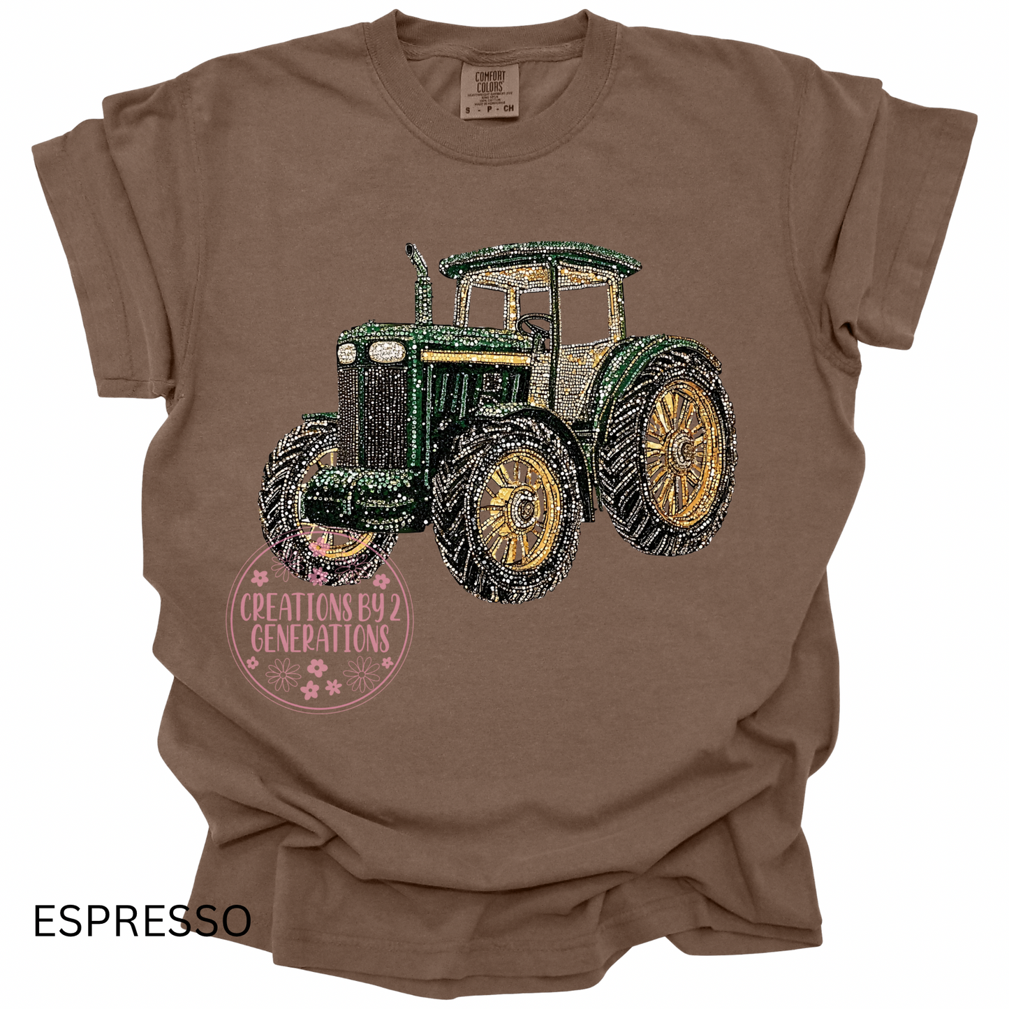 FAUX RHINESTONE TRACTOR PRINT
