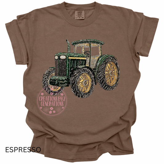 FAUX RHINESTONE TRACTOR PRINT