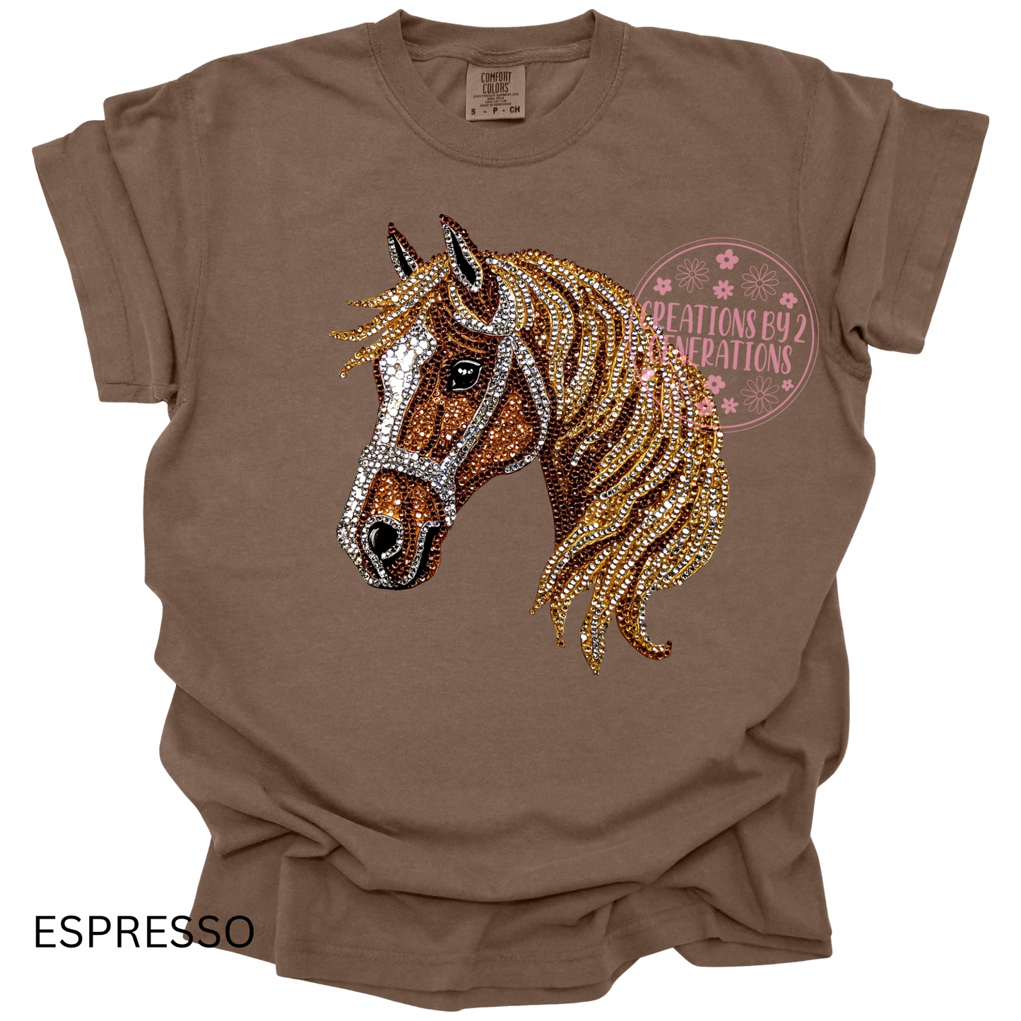 FAUX RHINESTONE HORSE PRINT