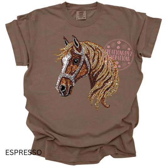 FAUX RHINESTONE HORSE PRINT