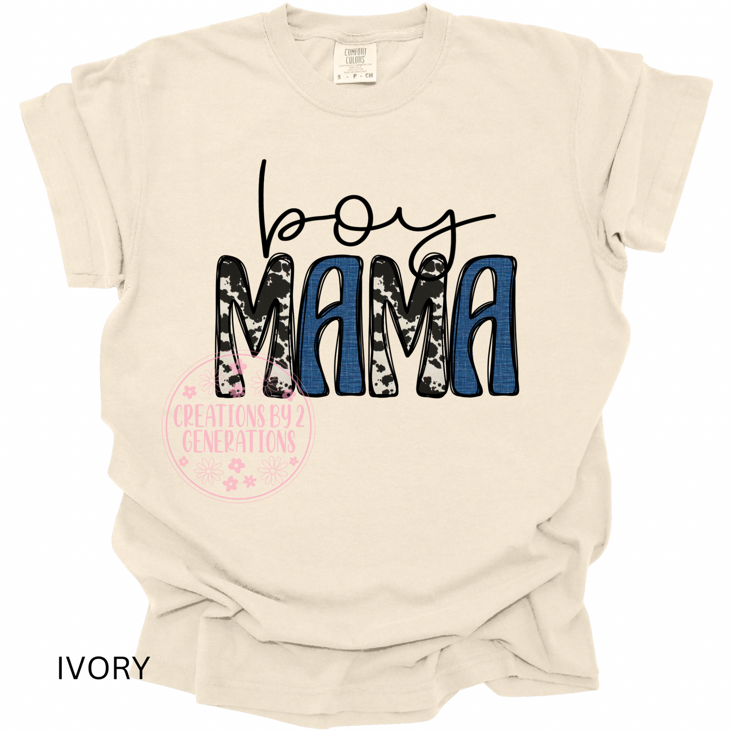 BOY MAMA BLUE & COW PRINT