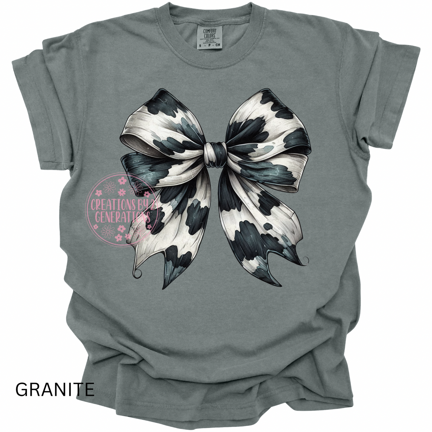 COW PRINT BOW BLACK AND WHITE PRINT