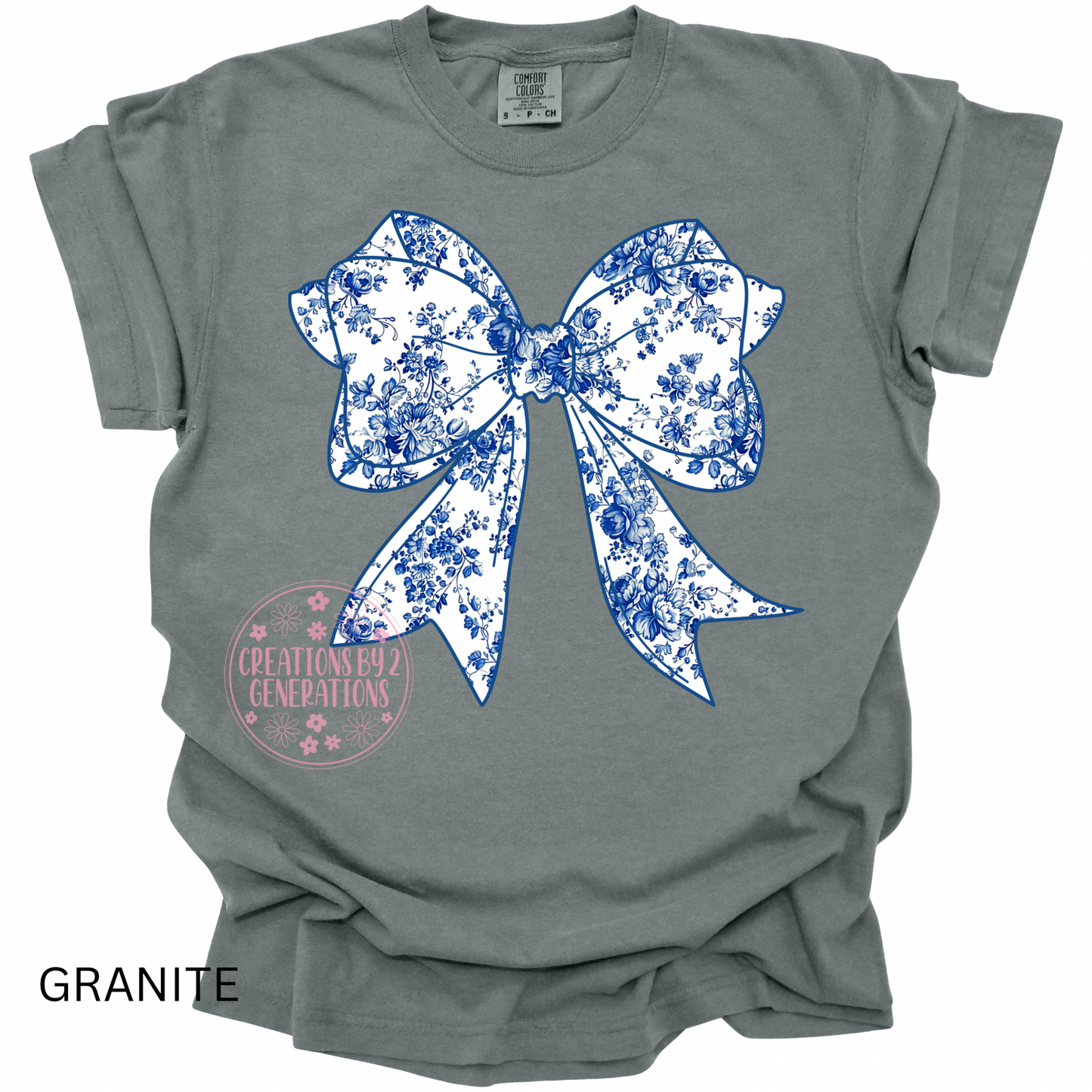 BLUE & WHITE COQUETTE BOW PRINT