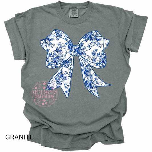 BLUE & WHITE COQUETTE BOW PRINT