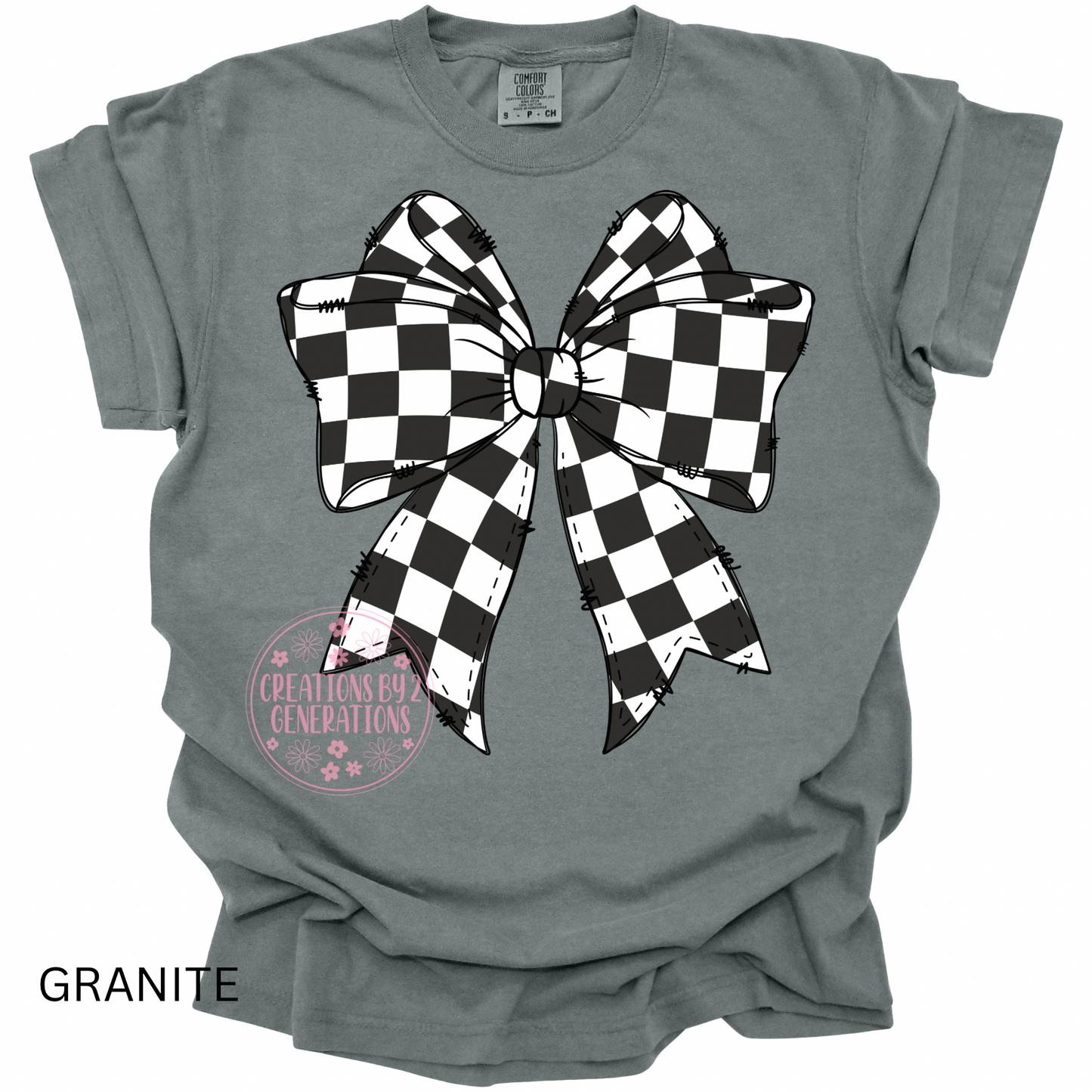 BLACK & WHITE CHECKERED BOW PRINT