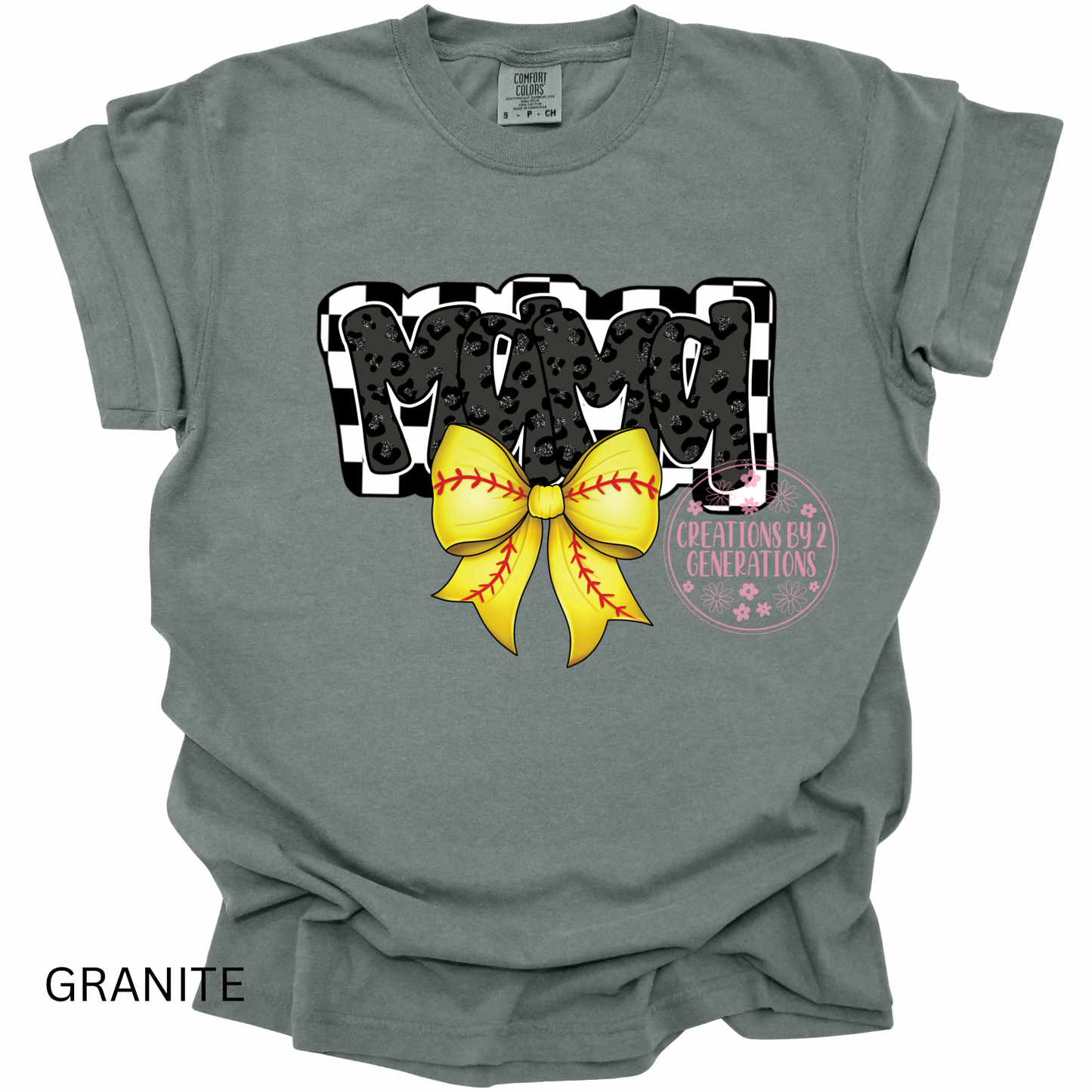MAMA SOFTBALL BOW PRINT