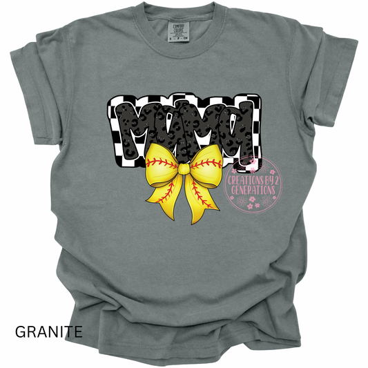 MAMA SOFTBALL BOW PRINT