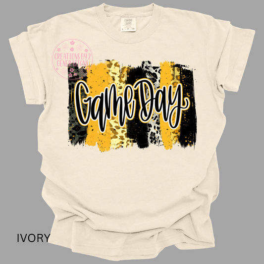 GAME DAY BLACK/GOLD/LEOPARD PAINT STROKES PRINT