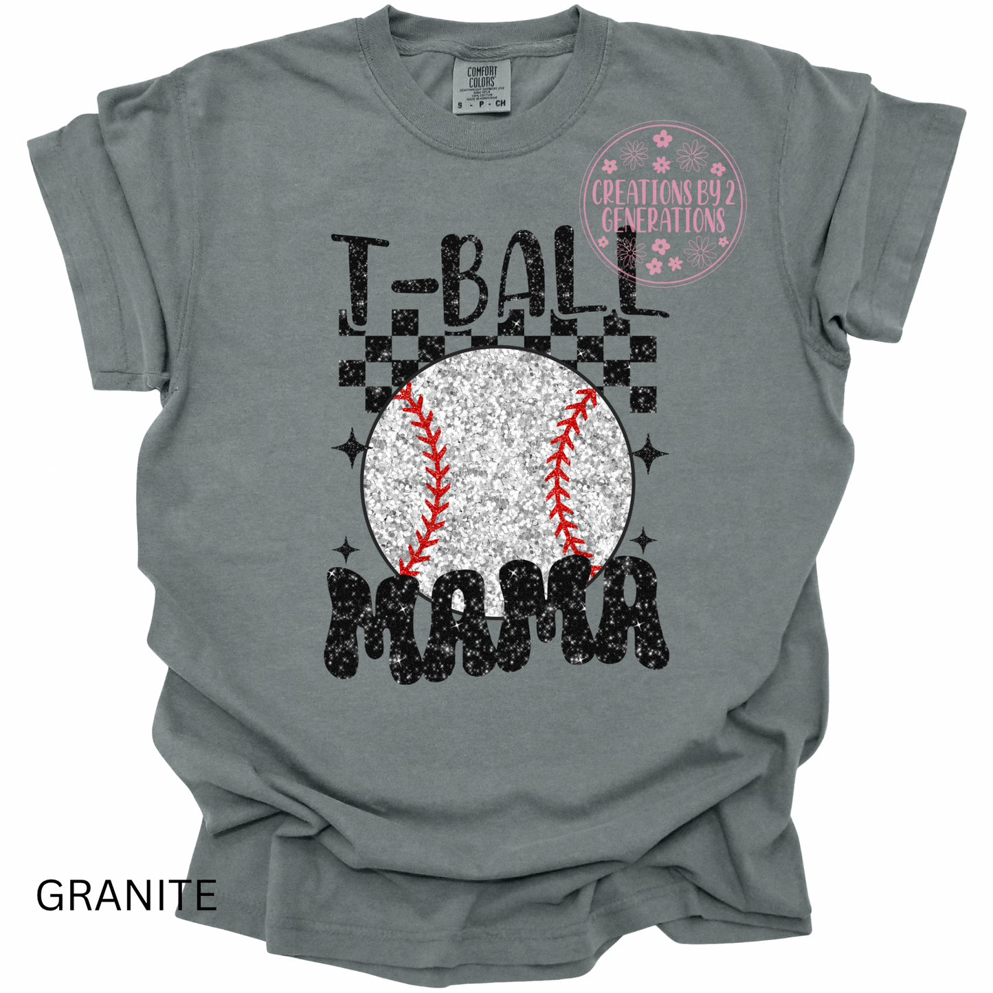 T-BALL MAMA FAUX GLITTER (PRINT ONLY)