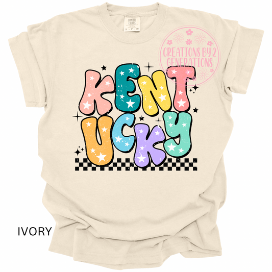 KENTUCKY MULTICOLORED STACKED DISTRESSED PRINT