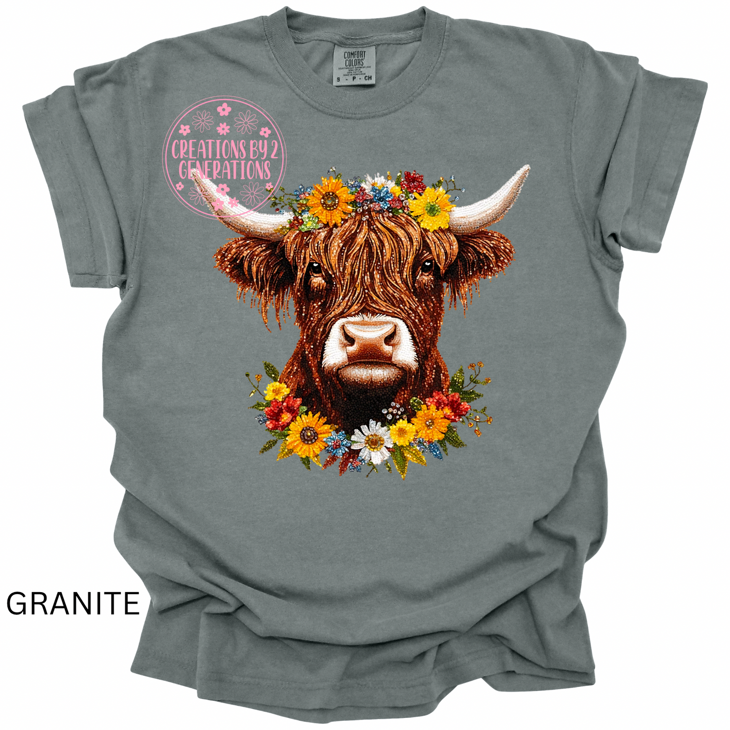 FAUX RHINESTONE FLORAL COW PRINT