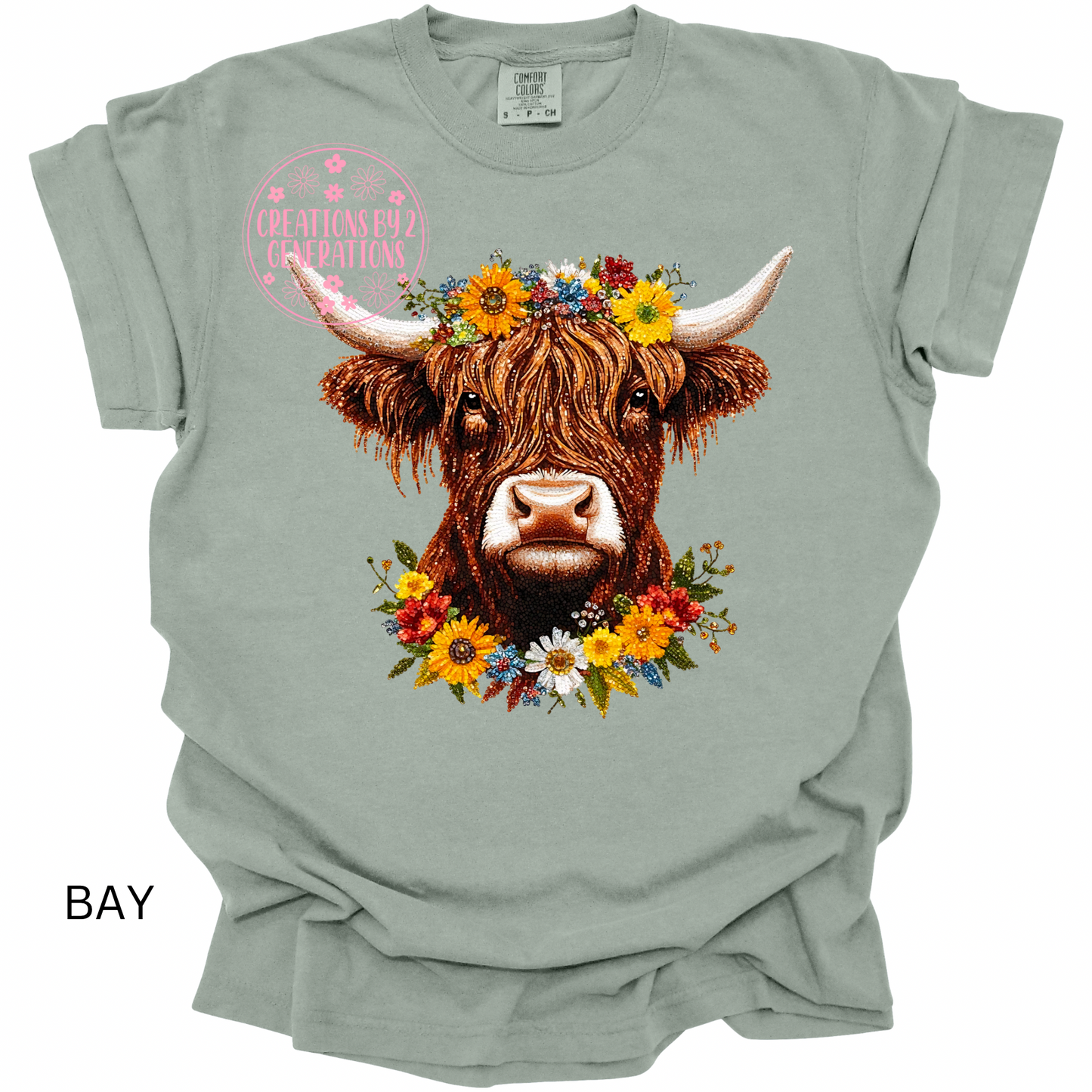 FAUX RHINESTONE FLORAL COW PRINT