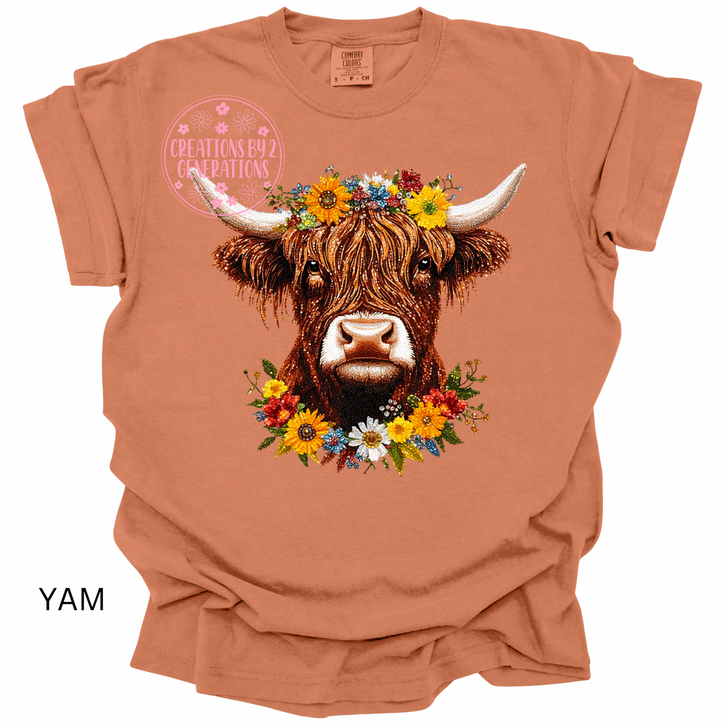 FAUX RHINESTONE FLORAL COW PRINT