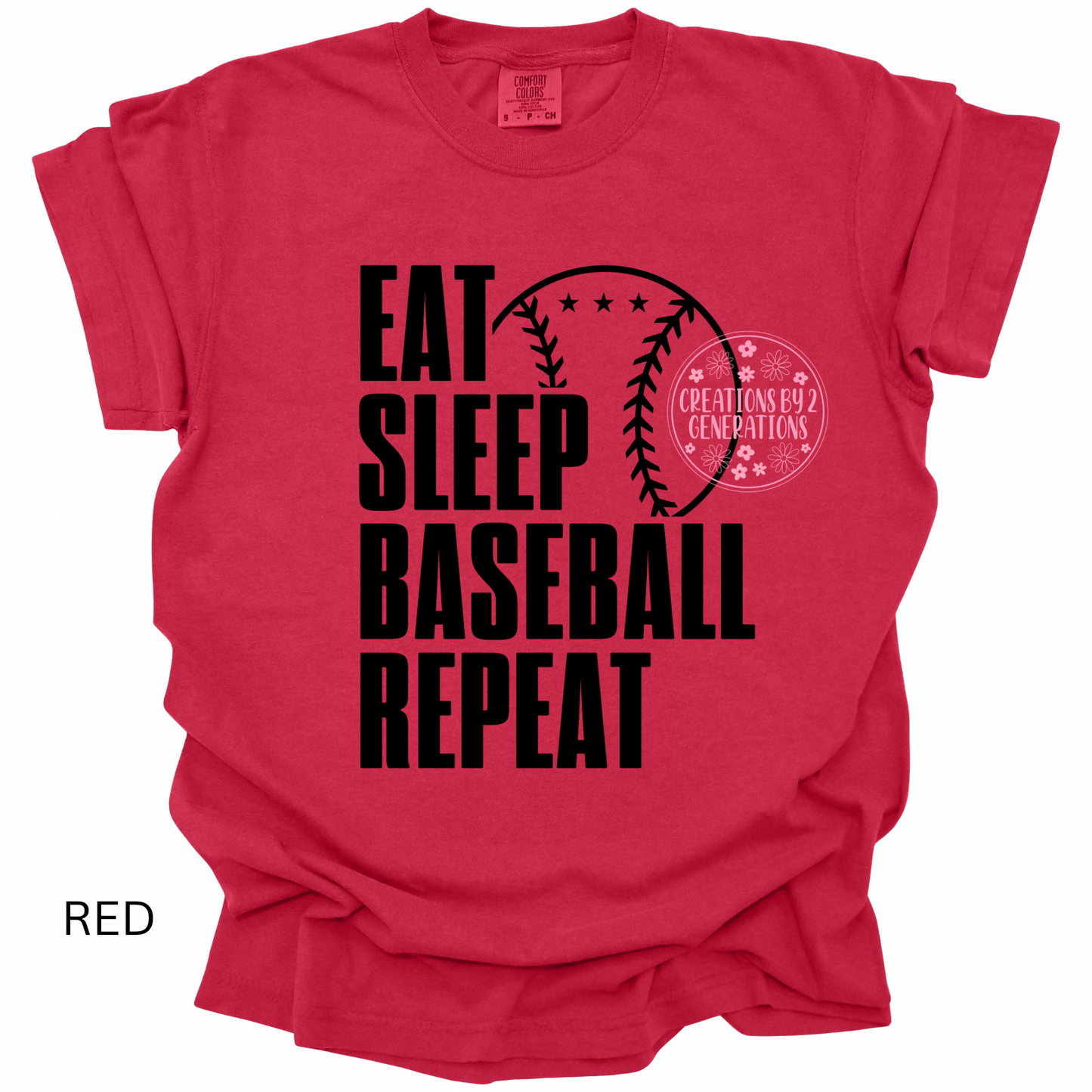 EAT SLEEP BASEBALL REPEAT BLACK PRINT