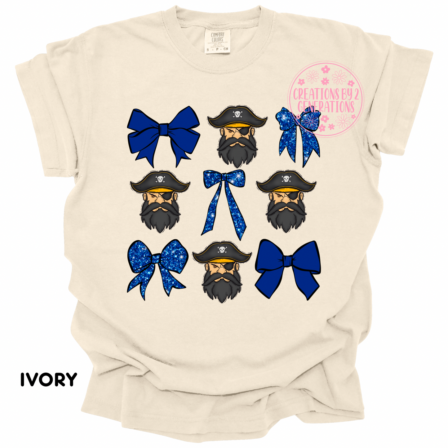 PIRATES AND BLUE BOWS ADULT PRINT