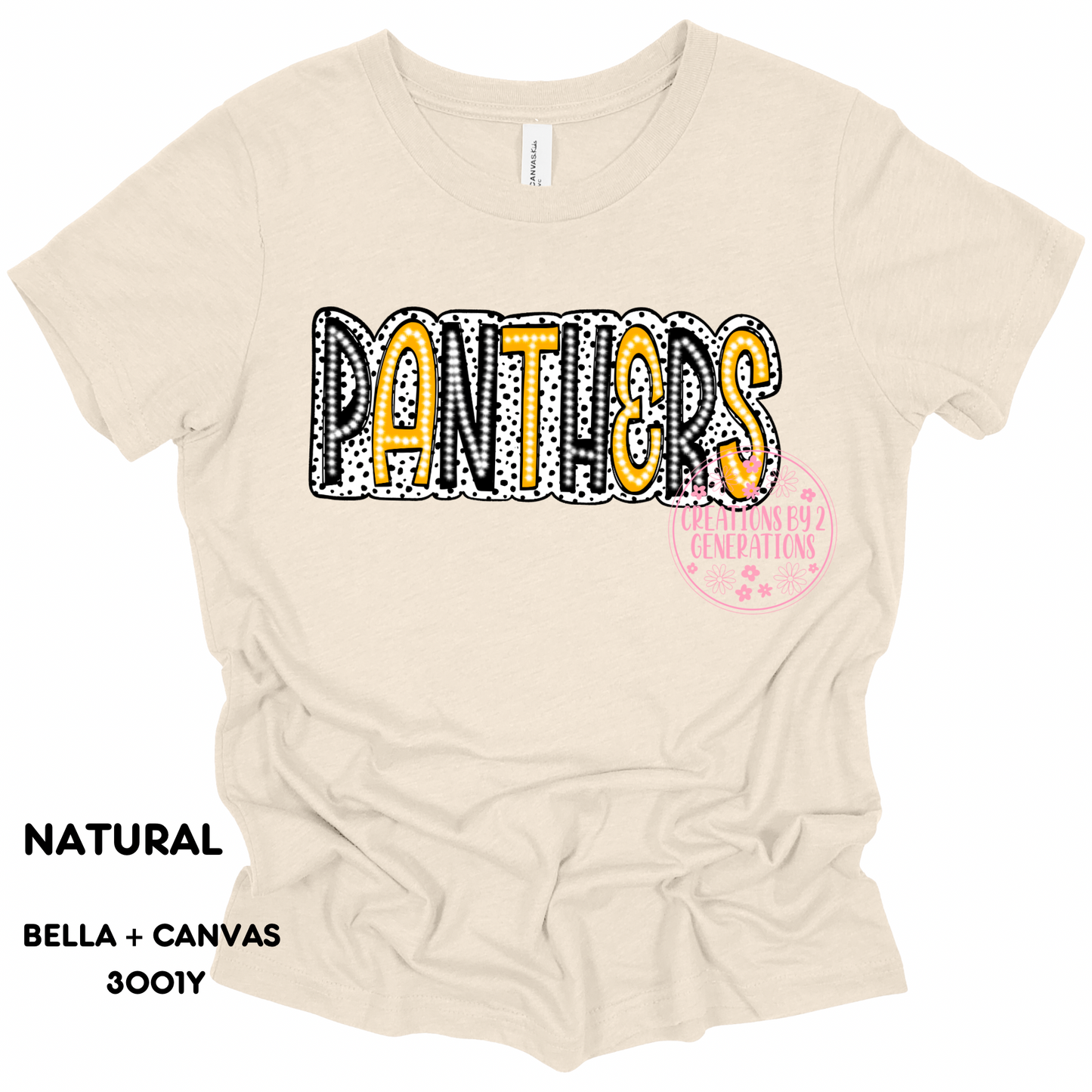 PANTHERS BLACK & GOLD DOTS PRINT (YOUTH)