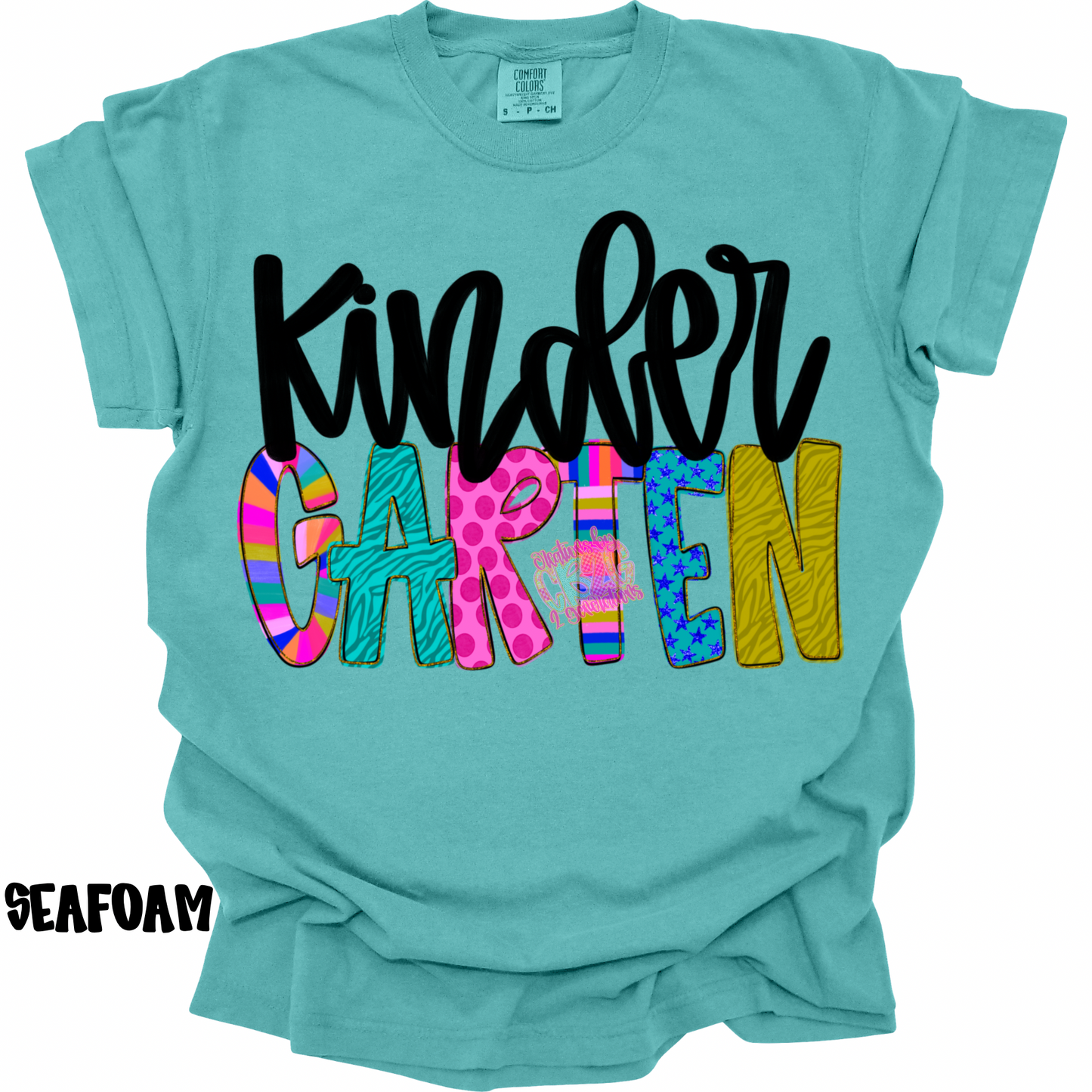 KINDERGARTEN COLORFUL PATTERNS BLACK CURSIVE PREORDER (YOUTH)