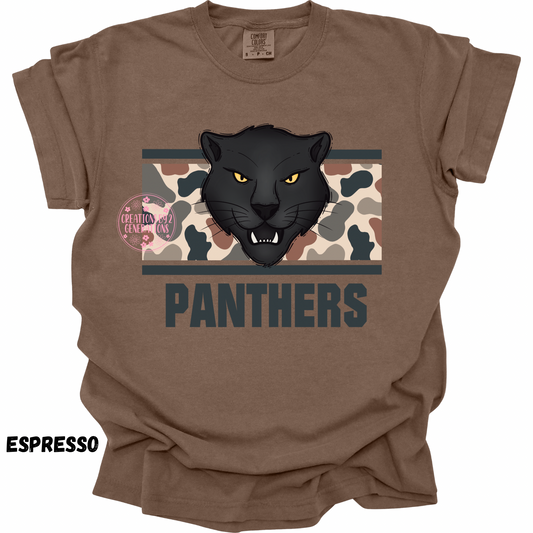 PANTHERS HEAD AND CAMO PRINT