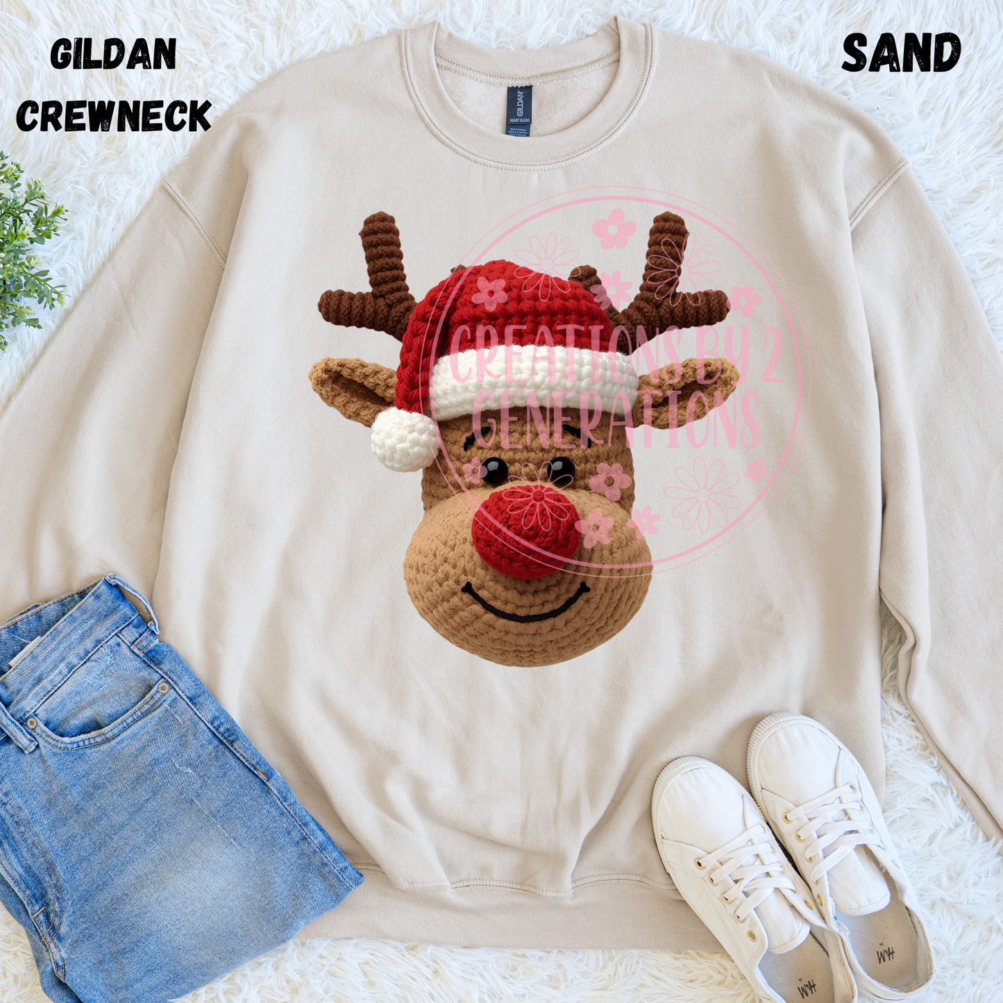 REINDEER FAUX TEXTURED PRINT