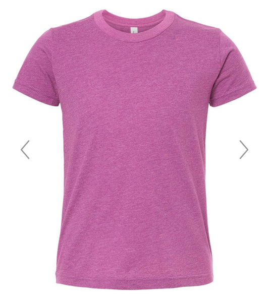 YOUTH MEDIUM HEATHER MAGENTA BELLA + CANVAS-YOUTH CVC JERSEY TEE-3001YCVC