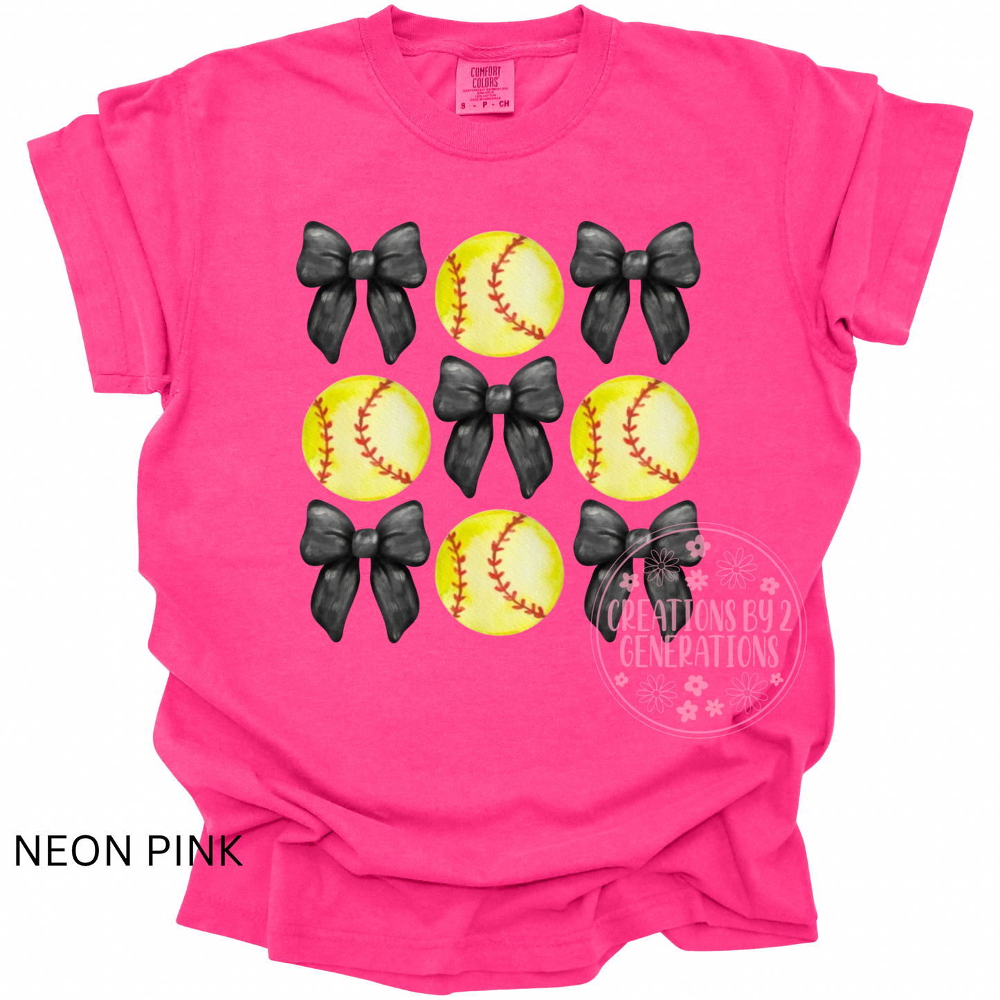SOFTBALL WITH BLACK BOWS (PRINT ONLY)