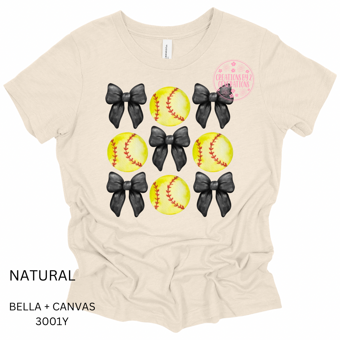 SOFTBALL WITH BLACK BOWS (PRINT ONLY)