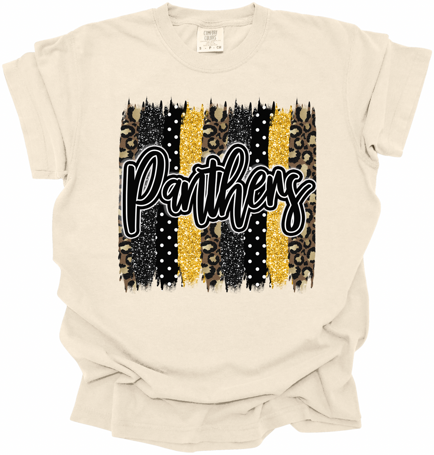 PANTHERS BRUSH STROKES BLACK/GOLD (PRINT ONLY)