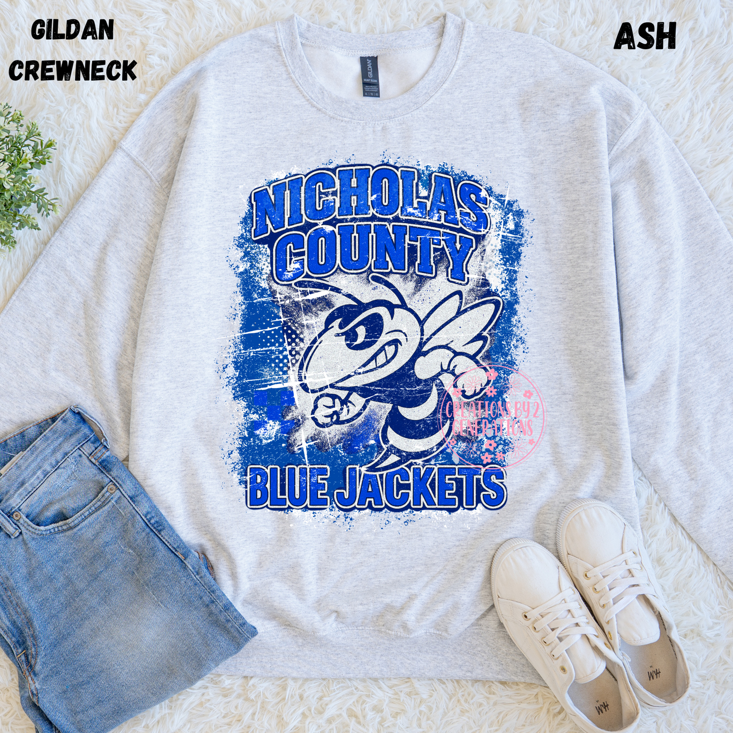 NICHOLAS COUNTY BLUE JACKETS GRUNGE SWEATSHIRT PREORDER