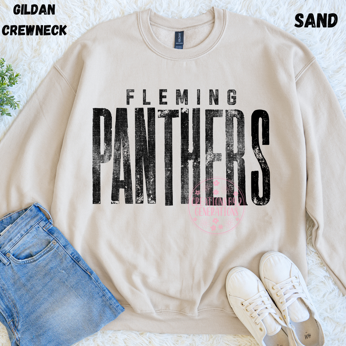 FLEMING PANTHERS DISTRESSED BLACK SWEATSHIRT PREORDER